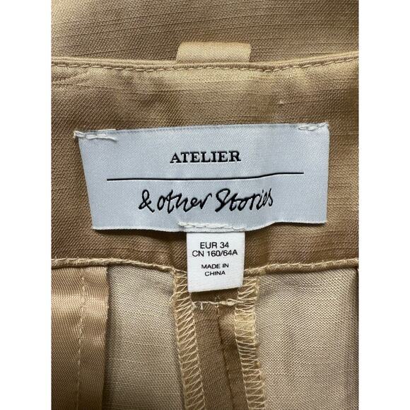 ATELIER & Other Stories Womens Straight Tailored Trousers Size US 4/ EUR 34 Gold - Picture 6 of 10